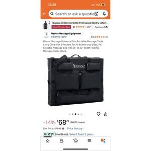 Universal Massage Table Carry Case, 5 Pockets Carrying Bag for Massage Table, 25